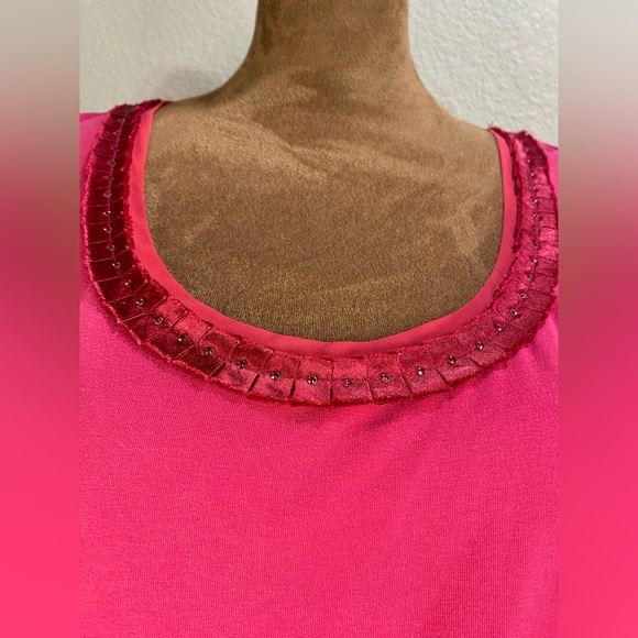 White House Black Market Pink Embellished Neck Tee Size S | Stretch Cotton - Picture 2 of 7
